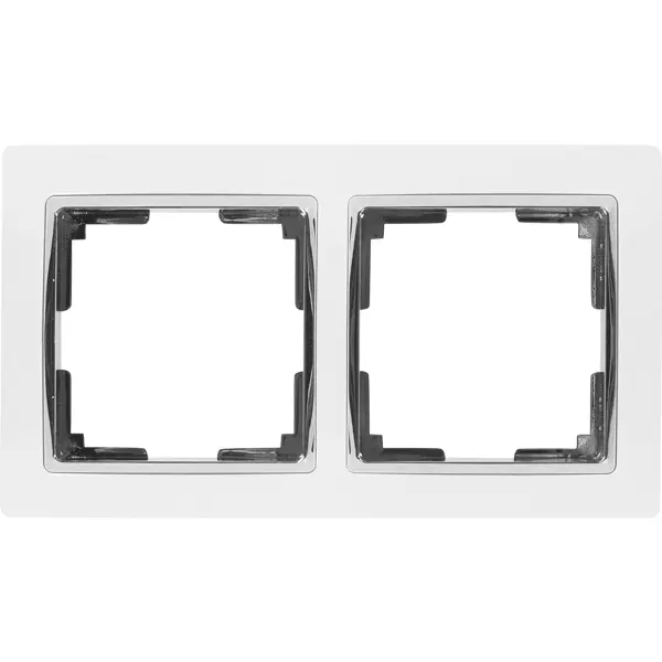 Рамка для розеток и выключателей Werkel Snabb 2 поста, цвет белый/хром суппорт для 2 розеток экопласт