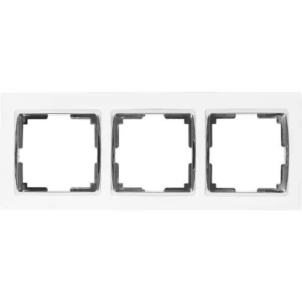 Рамка для розеток и выключателей Werkel Snabb 3 поста, цвет белый/хром рамка для двойных розеток werkel stark белый