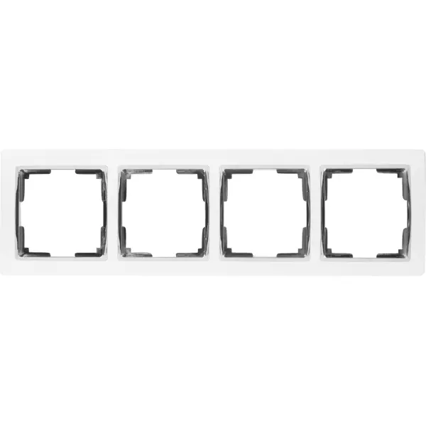 Рамка для розеток и выключателей Werkel Snabb 4 поста, цвет белый/хром рамка для розеток и выключателей werkel fiore 3 поста белый