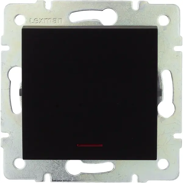 фото Выключатель встраиваемый lexman виктория 1 клавиша с подсветкой, цвет черный бархат матовый