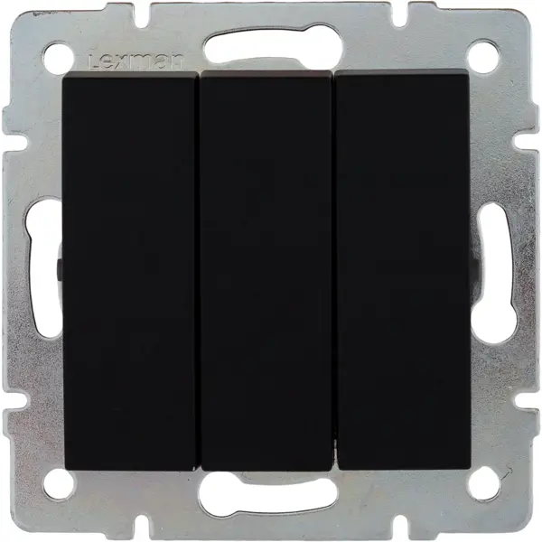 Выключатель встраиваемый Lexman Виктория 3 клавиши, цвет черный бархат матовый tld 555 black led 500lm 5500k dimmer usb светильник настольный 8w сенсорный выключатель черный тм uniel шк 4690485101826
