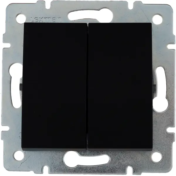 Выключатель встраиваемый Lexman Виктория 2 клавиши, цвет черный бархат матовый выключатель electraline одноклавишный проходной черный