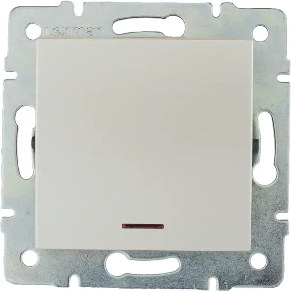 фото Выключатель встраиваемый lexman виктория 1 клавиша с подсветкой, цвет жемчужно-белый матовый