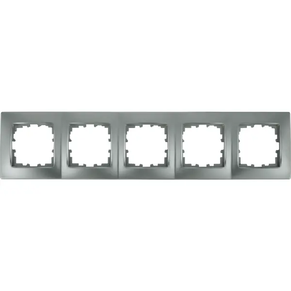 Рамка для розеток и выключателей Lexman Виктория сферическая 5 постов цвет матовое серебро