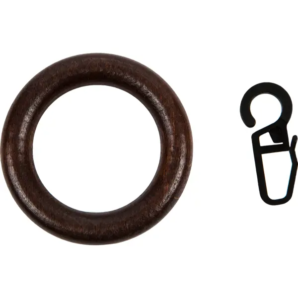 Кольцо с крючком цвет венге комплект из 10 колец с зажимами onega для шторы диаметр 36мм комплект из 10 черный