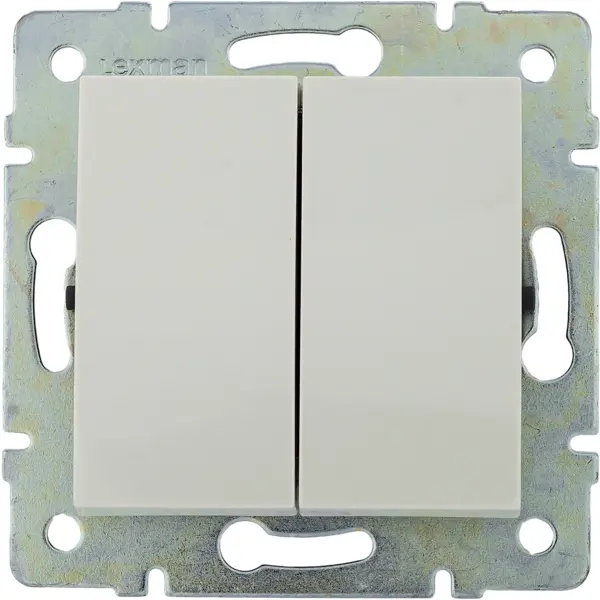 фото Выключатель встраиваемый lexman виктория 2 клавиши, цвет белый
