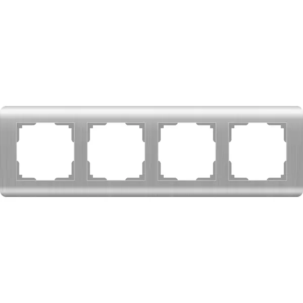 Рамка для розеток и выключателей Werkel Stream 4 поста, цвет серебряный рифленый рамка для розеток и выключателей werkel fiore 4 поста чёрный матовый