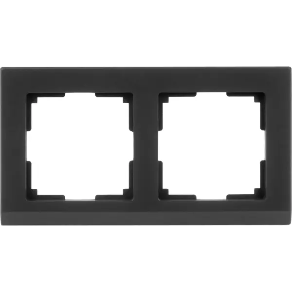 Рамка для розеток и выключателей Werkel Stark 2 поста, цвет чёрный матовый встраиваемый светильник stark gu10 1x50вт ip 65 dl083 01 gu10 sq s