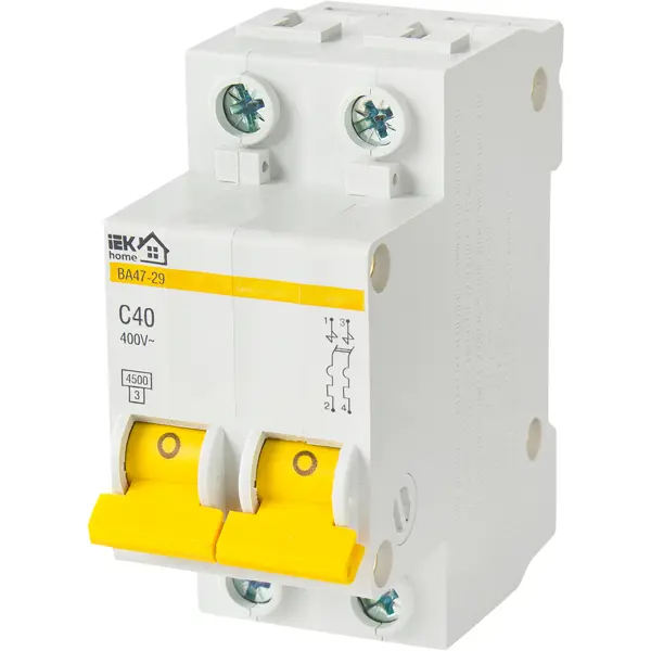 Автоматический выключатель IEK Home ВА47-29 2P N C40 А 4.5 кА автоматический выключатель iek home ва47 29 1p n c32 а 4 5 ка