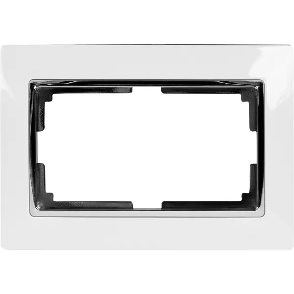Рамка для двойных розеток Werkel Snabb, цвет белый/хром рамка для розеток и выключателей werkel fiore 4 поста чёрный матовый
