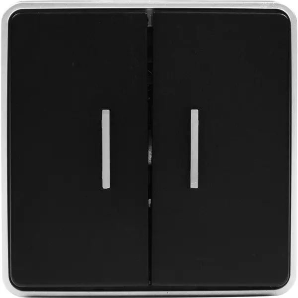 Выключатель накладной Werkel Gallant 2 клавиши с подсветкой, цвет чёрный с серебром вывод кабеля накладной werkel gallant чёрный с серебром