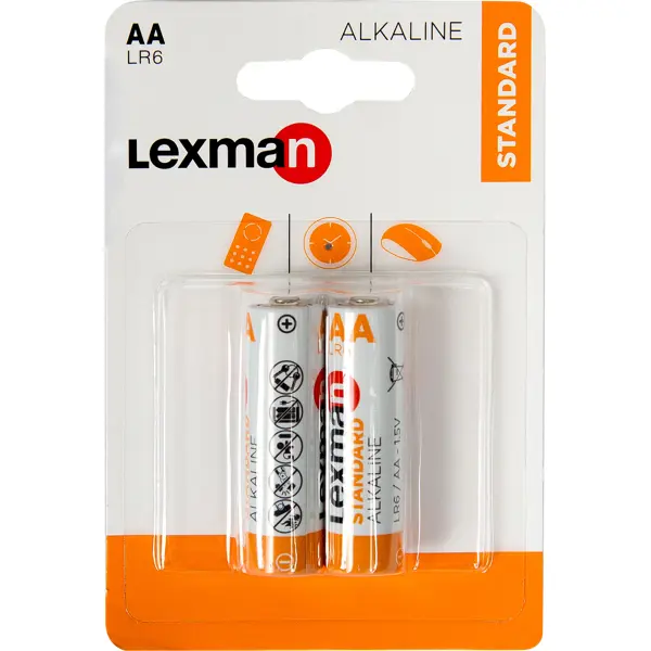 Батарейка Lexman Standard AA (LR6) алкалиновая 2 шт. батарейка lexman standard aaa lr03 алкалиновая 12 шт
