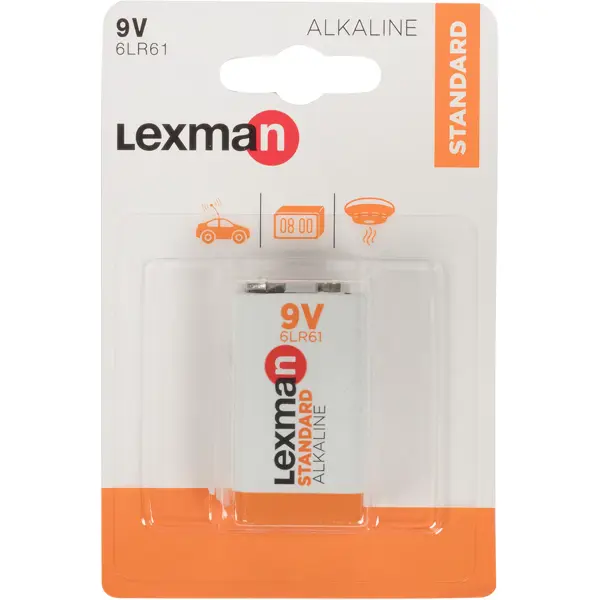 Батарейка алкалиновая Lexman 6LR61, 1 шт. батарейка lexman c lr14 алкалиновая 2 шт