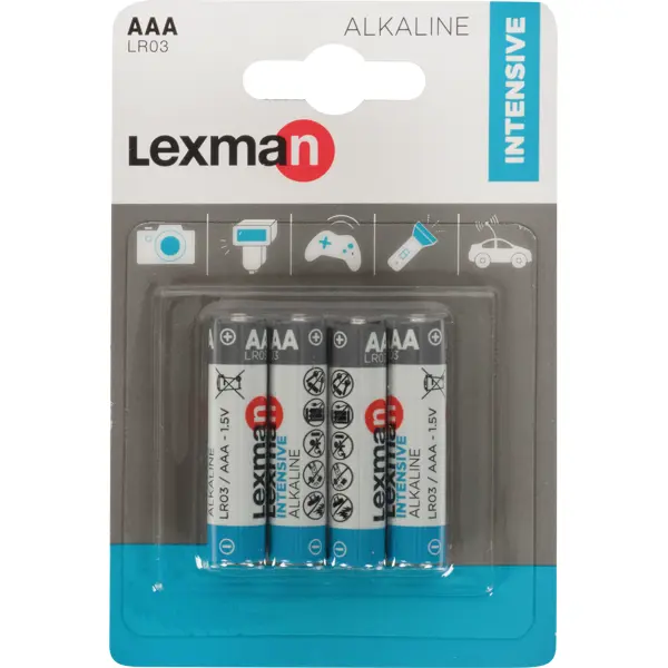 Батарейка Lexman Intensive AAA (LR03) алкалиновая 4 шт. батарейка lexman c lr14 алкалиновая 2 шт
