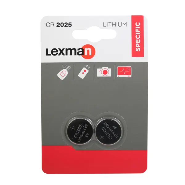 Батарейка литиевая Lexman CR2025, 2 шт. батарейка smartbuy cr2025 lithium литиевая 3 в блистер 5 шт sbbl 2025 5b