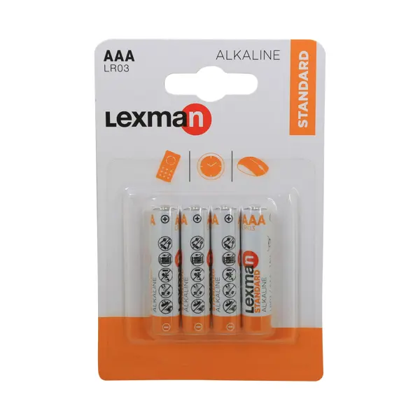 Батарейка Lexman Standard AAA (LR03) алкалиновая 4 шт. батарейка lexman standard aa lr6 алкалиновая 2 шт