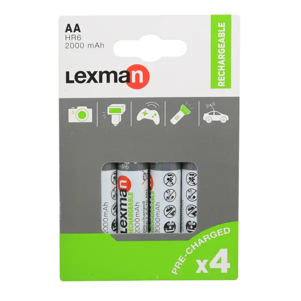 Аккумуляторные батарейки Lexman AА 4шт 2000mAh набор одноразовых стаканов не забыли