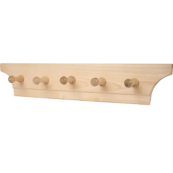 Планка деревянная 5 крючков подставка под горячее деревянная листочек 9×9 см коричневый