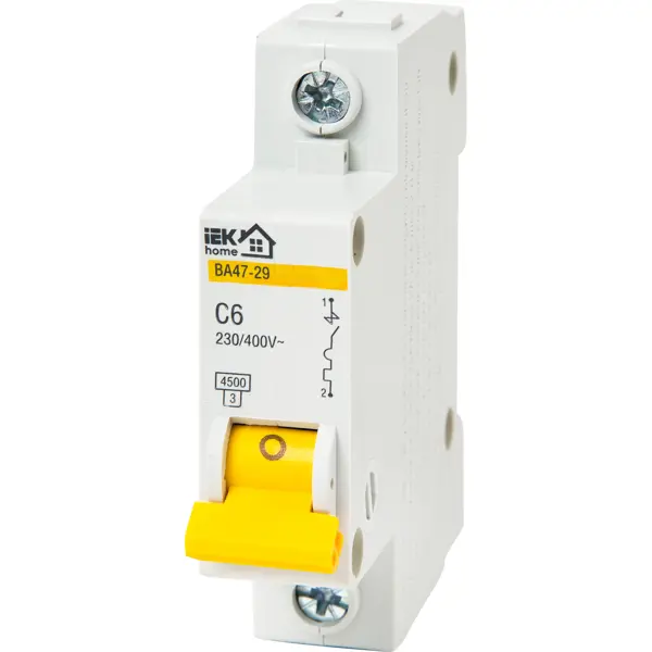 Автоматический выключатель IEK Home ВА47-29 1P C6 А 4.5 кА рулон для вакуумного упаковщика home kit vr0283