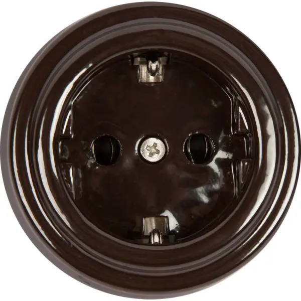 Розетка накладная Electraline Bironi Ретро с заземлением фарфор цвет коричневый часы настенные ретро ⌀30 5 см коричневый
