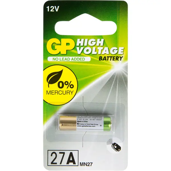 Батарейка алкалиновая GP 27A, 12 В, 1 шт. батарейка cr123 gp cr123ae 2cr1 10 450 1 штука