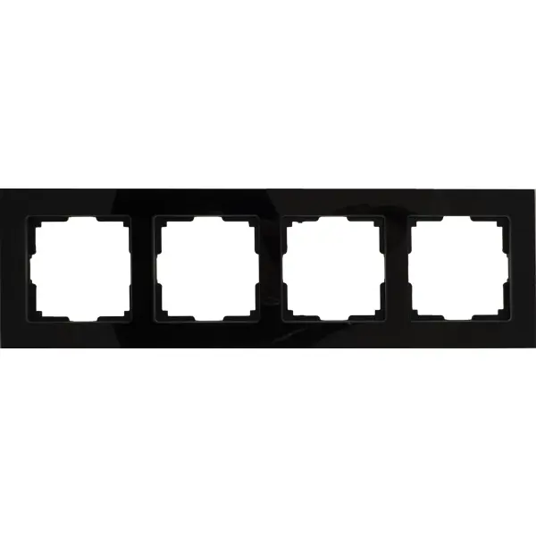 Рамка для розеток и выключателей Werkel Favorit 4 поста стекло цвет чёрный рамка для розеток и выключателей werkel fiore 2 поста чёрный матовый