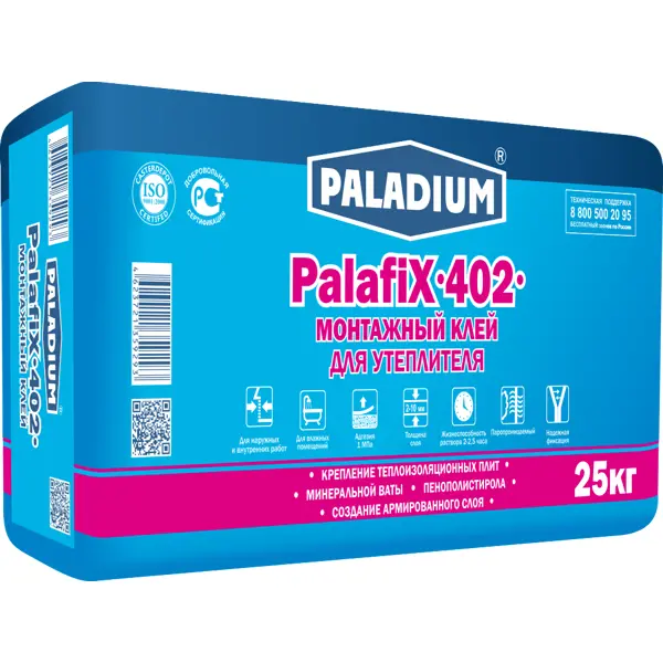 Клей для теплоизоляции Paladium PalafiX-402 25кг плиточный клей paladium