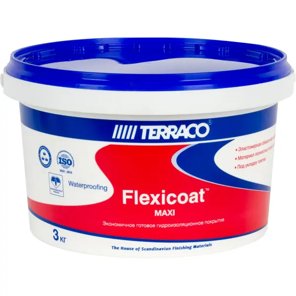 Мастика гидроизоляционная Terraco Флексикоат Maxi 3 кг мастика гидроизоляционная kiilto fiberpool 7 кг арт t3723 300