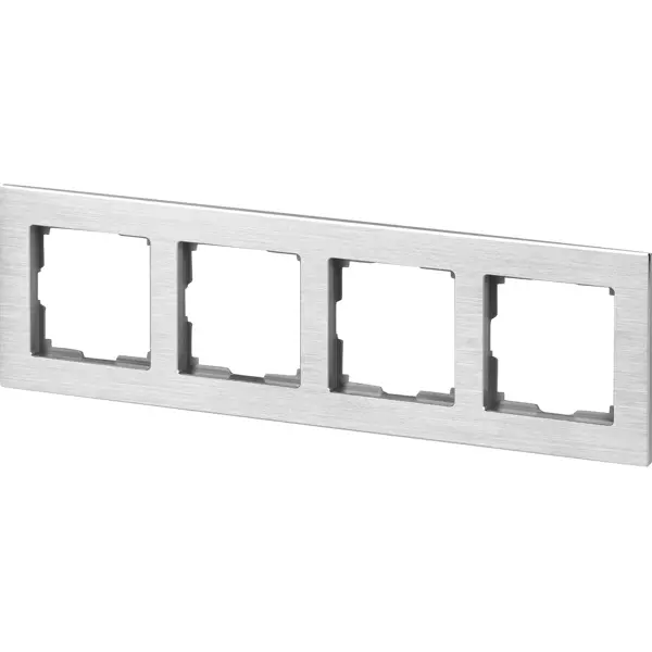 фото Рамка для розеток и выключателей werkel aluminium 4 поста, металл, цвет алюминий