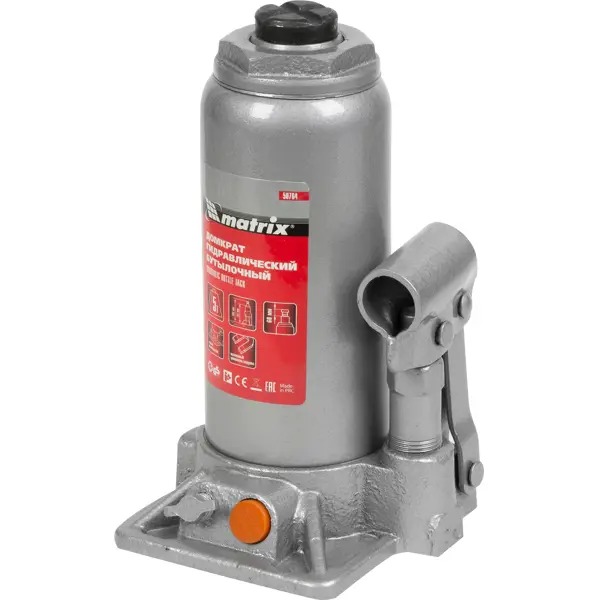 Домкрат бутылочный гидравлический Matrix 50764 до 5 т, 197-382 мм