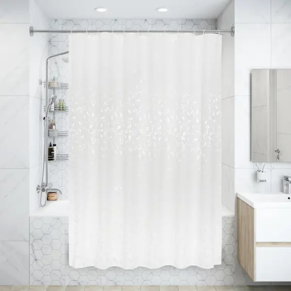 Штора для ванной Swensa Cadence SWC-90 180x200 см полиэстер цвет белый штора для ванной iddis basic 180x200 черно белая b06p218i11