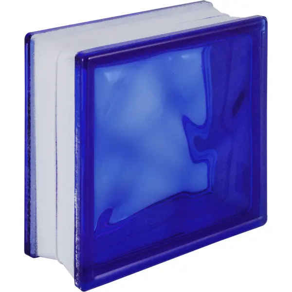 фото Стеклоблок волна окрашенный в массе цвет синий vitrablock