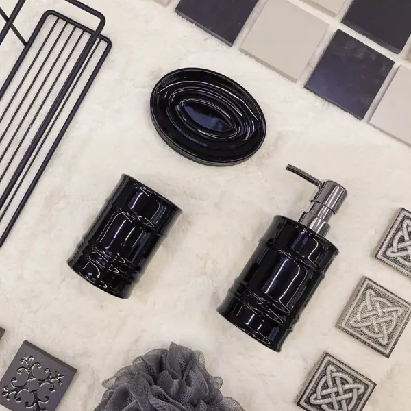 фото Стакан для зубных щёток аквадекор oil керамика цвет чёрный