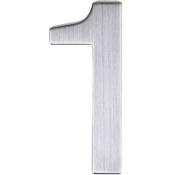 Цифра «1» самоклеящаяся 95х62 мм нержавеющая сталь цвет серебро пластиковая дверная цифра tundra