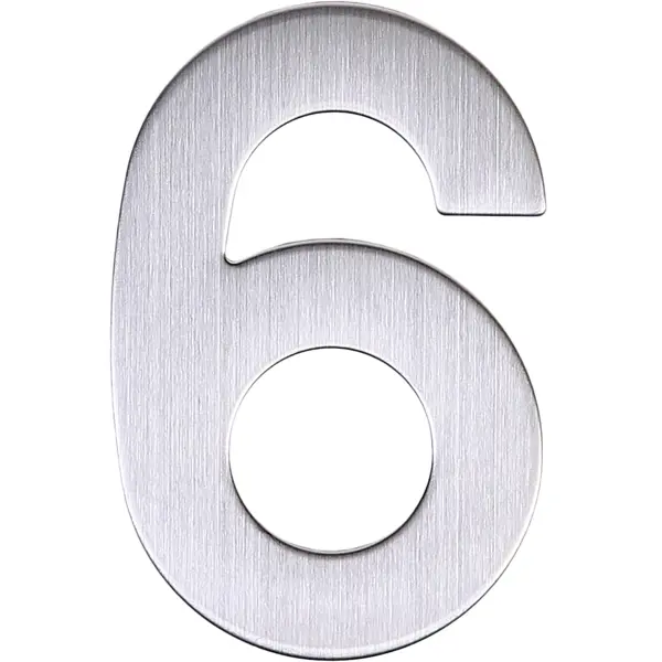 Цифра «6» самоклеящаяся 95х62 мм нержавеющая сталь цвет серебро пластиковая дверная цифра tundra