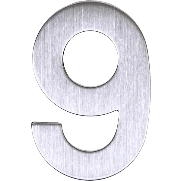 Цифра «9» самоклеящаяся 95х62 мм нержавеющая сталь цвет серебро iq карточки буквы и цифры