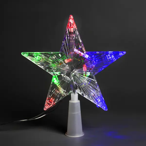 Электрогирлянда светодиодная «Звезда на ёлку» для дома 10 ламп 17 см декоративная фигура дед мороз под ёлку 40 см синий