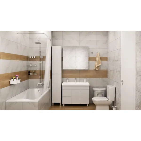 Пенал для ванной Sensea Лайн 30 см цвет белый в Москве – купить по низкой цене в интернет-магазине Леруа Мерлен