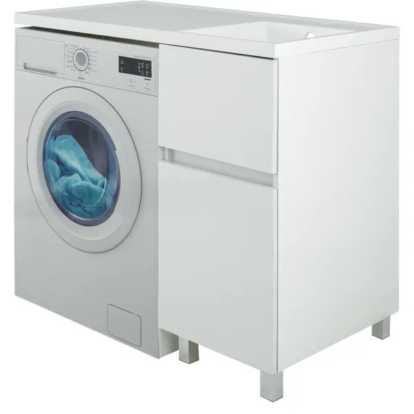 фото Тумба под стиральную машину напольная sensea лайн 40 см цвет белый