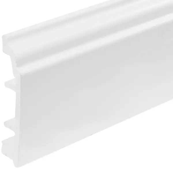фото Плинтус напольный вспененный пвх под покраску 8 см 2.5 м цвет белый без бренда