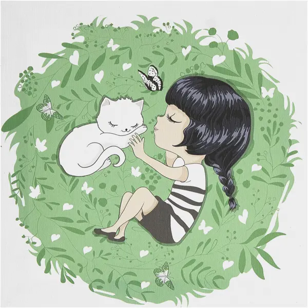 Картина на холсте «Девочка с котом» 30x30 см картина на холсте девочка в тележке 30x30 см