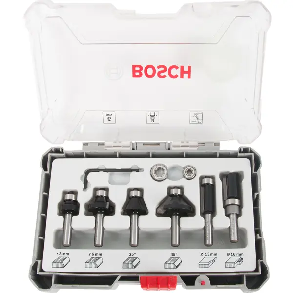 Набор фрез Bosch 2607017469 хвостовик 8 мм, 6 шт. хвостовик hex для алмазных коронок bosch 80 мм