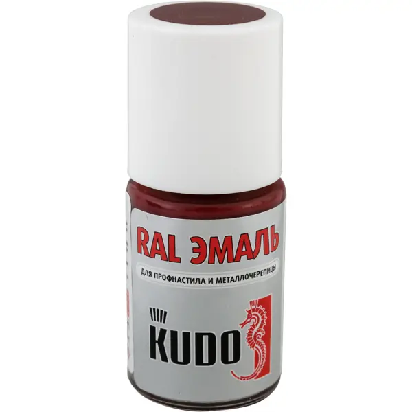 фото Эмаль для металлочерепицы kudo с кисточкой цвет винно-красный 15 мл