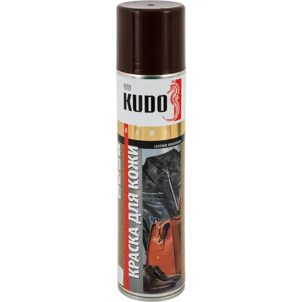 фото Краска аэрозольная kudo для гладкой кожи цвет коричневый 0.4 л