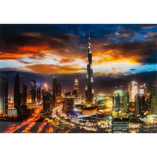 Картина на стекле «Ночной город» 50х70 см картина ночной неон 50x70 см