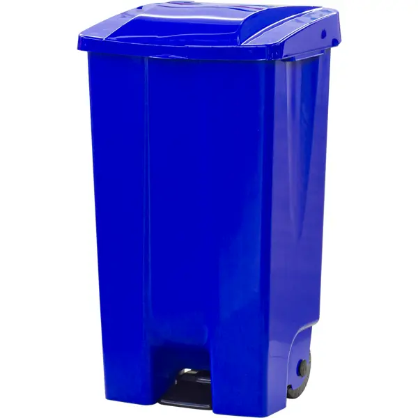 Бак садовый для мусора на колесиках с педалью 110 л цвет синий