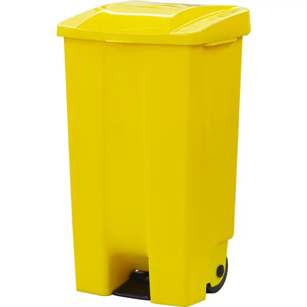 Бак садовый для мусора на колесиках с педалью 110 л цвет жёлтый бак садовый для мусора на колесиках с педалью 110 л синий