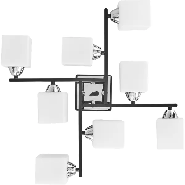фото Люстра тетро 8xe27x60 вт, металл/стекло, цвет хром/чёрный/белый mw-light