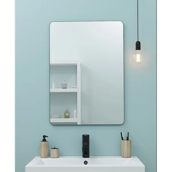 фото Зеркало для ванной март ferro 50x70 см цвет черный