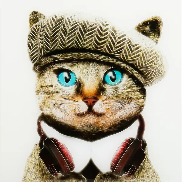 Картина на стекле «Кот в берете» 40x40 см модульная картина смешные коты 40x40 см 3 шт